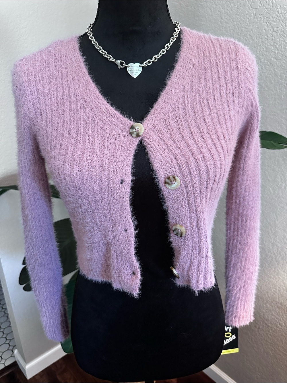 art class Lilac Fuzzy Cropped Cardigan